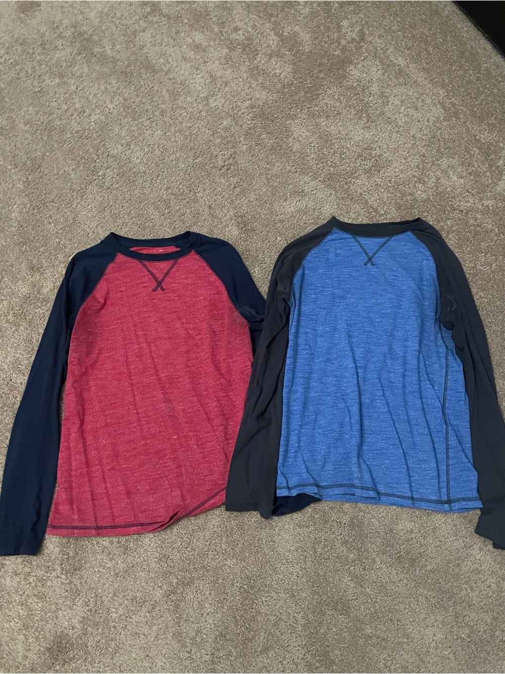 Mens Long-Sleeve Raglan Shirt - Red & Blue